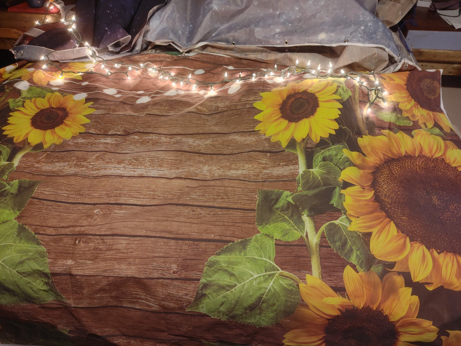 5×7 Ft Backdrop Lot Of 4 Backgrounds Green Screen Wood Sunflower Lights Studio