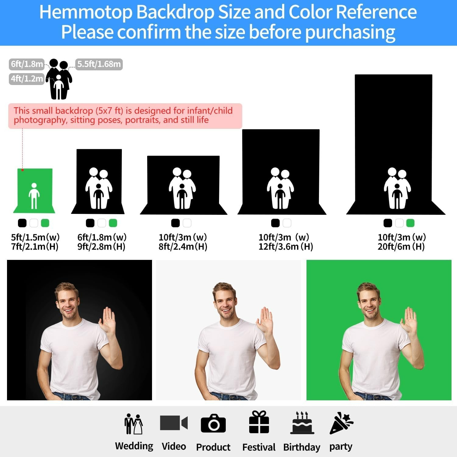 5×7 ft Black Photo Backdrop Curtain for Photoshoot, Birthday Party | Polyeste…