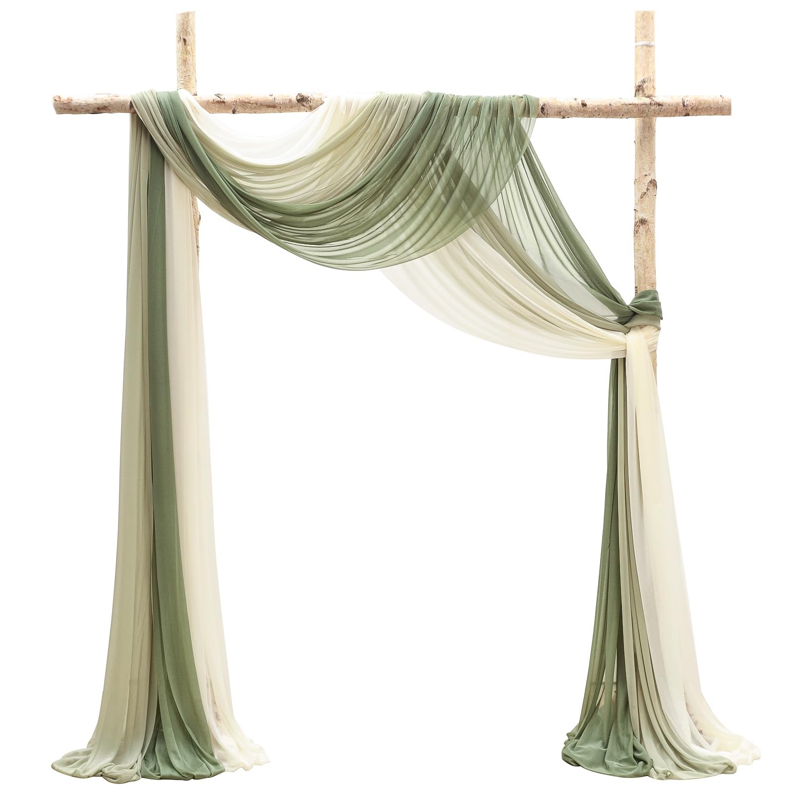 Floroom Wedding Arch Draping Fabric 3 Panels 20Ft Chiffon Fabric Drapes Arbor…