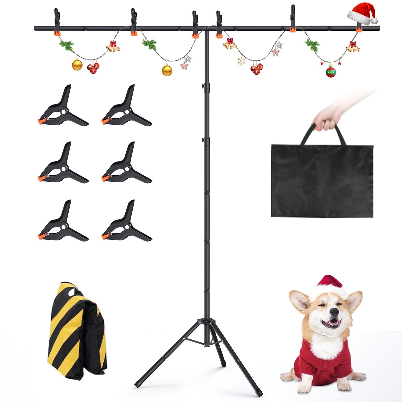 Portable T-Shape Backdrop Stand Support Kit 8×7.2ft, Adjustable Photo Green S…