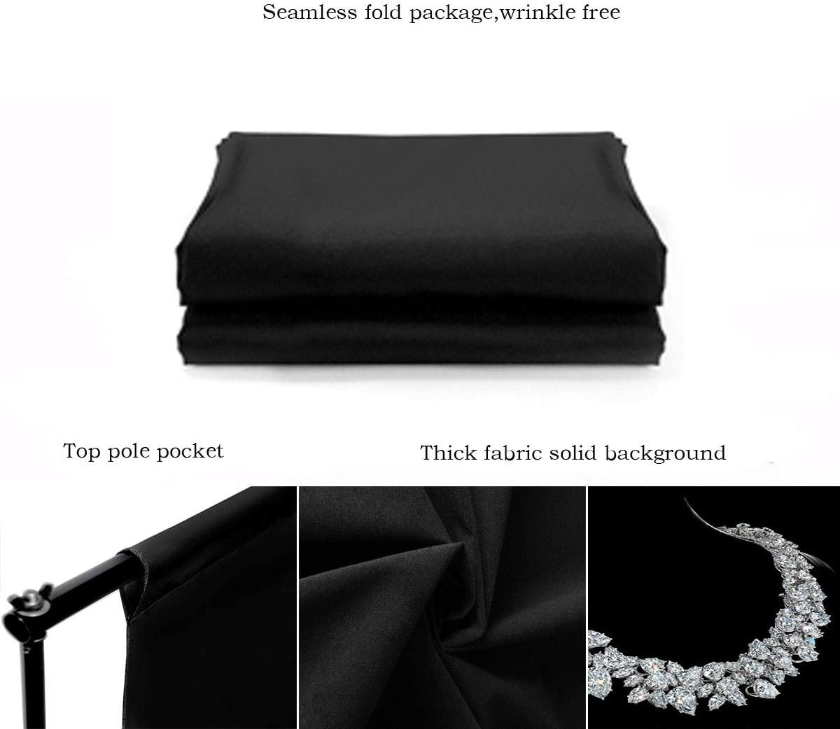 Black Backdrop for Photography Durable Fabric Background Photo Backdrop Video Ph