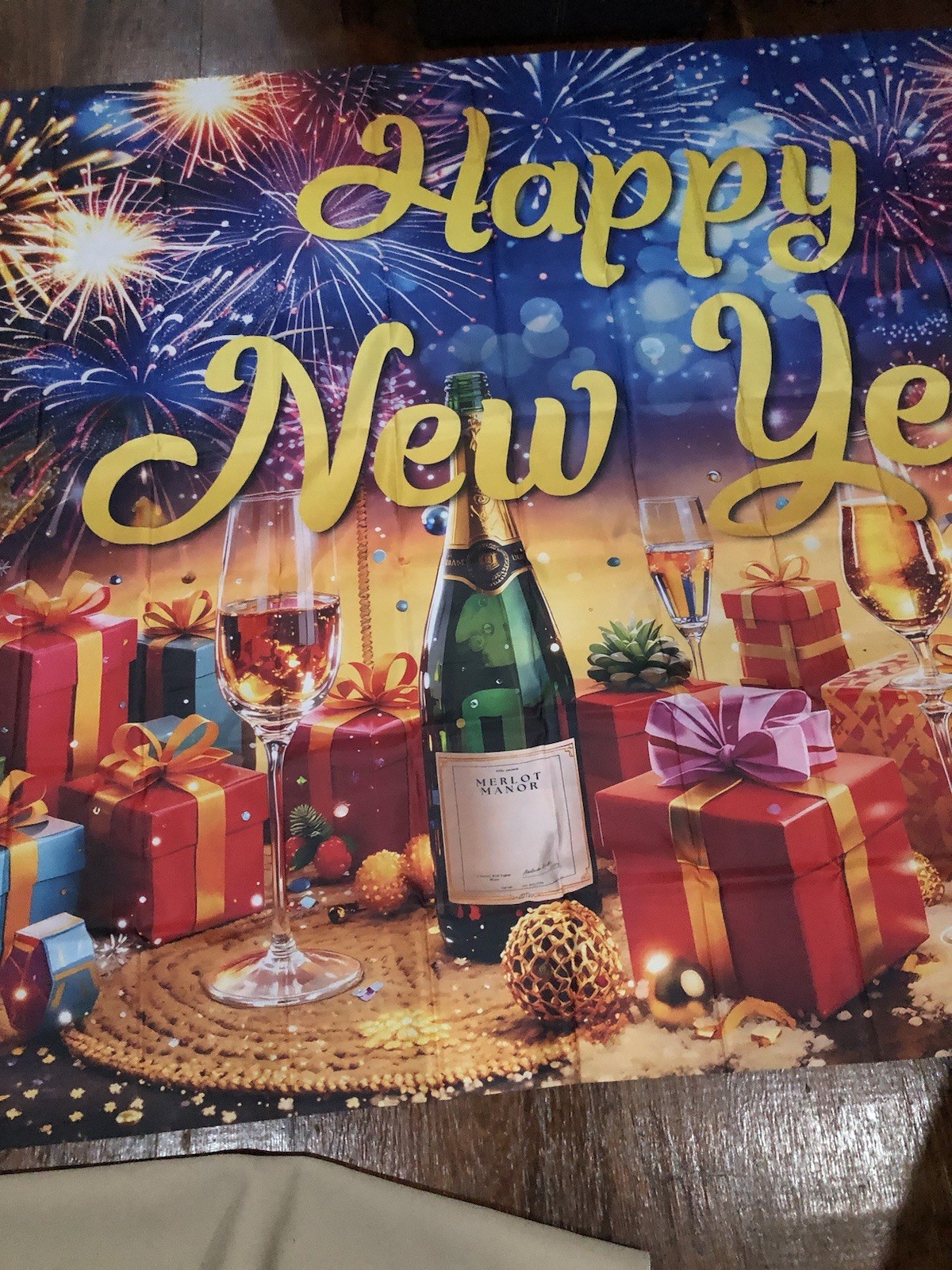 WOLADA Happy New Year Backdrop Multi Color 118.11×82.68 Inches (15ftx7ft)