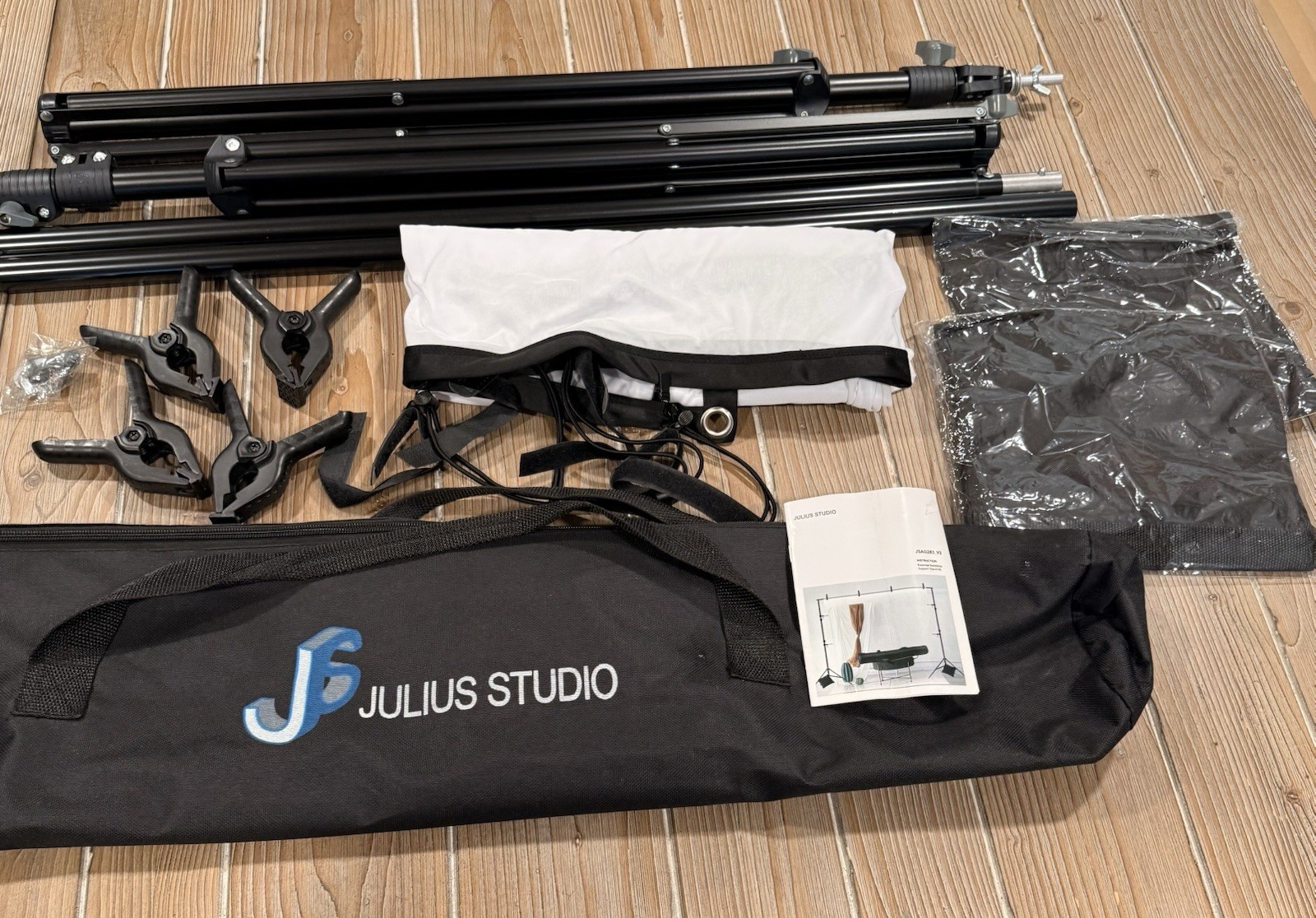 Julius Studio Collapsible Telescopic Support Stand Backdrop Set Black White