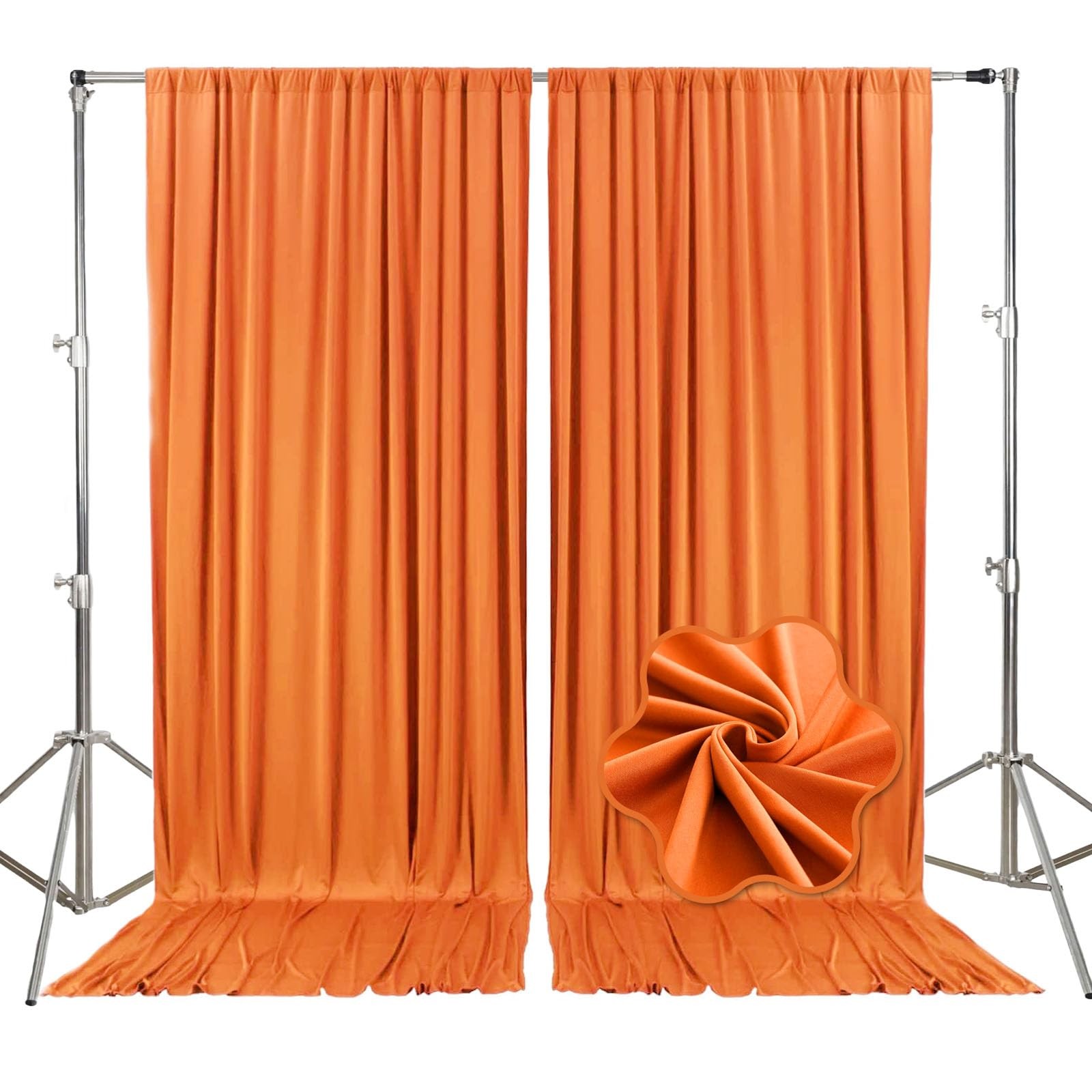 Orange Backdrop Curtains 10x10ft Satin Fabric for Party Wedding 2 Panels
