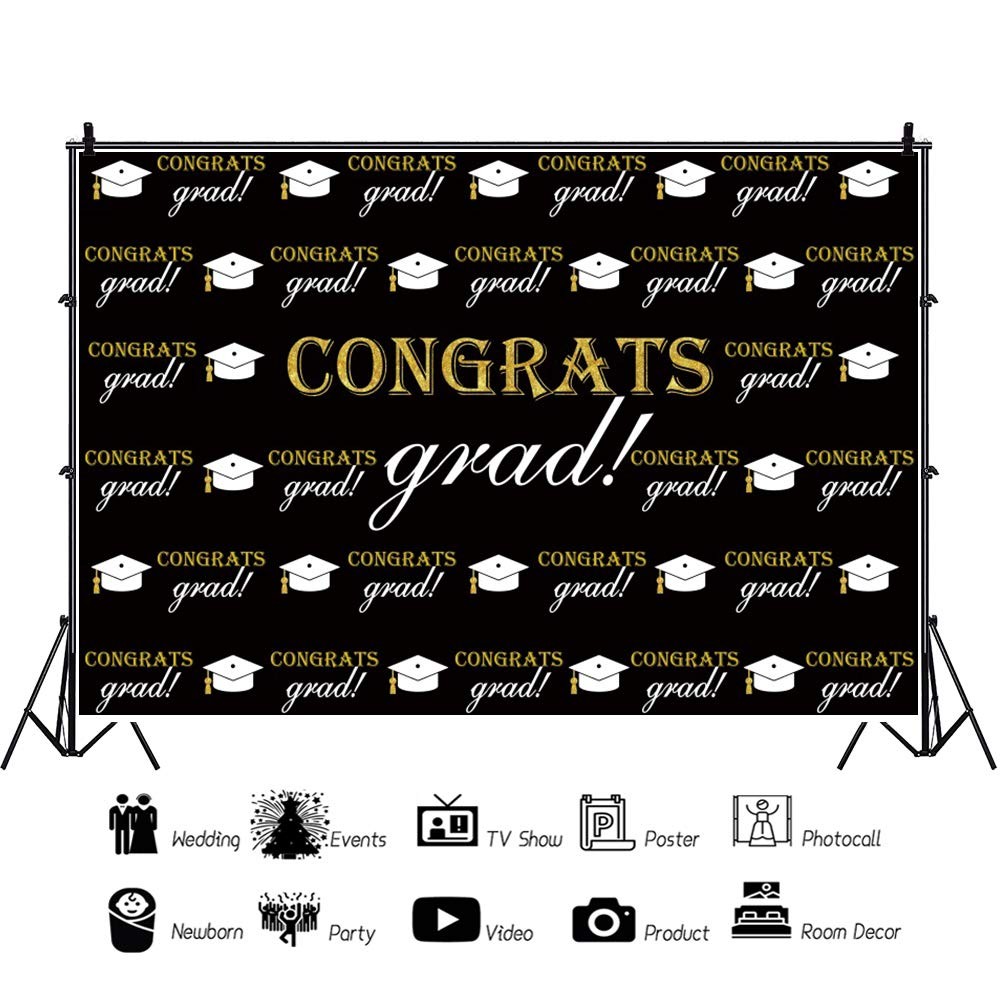 10x8ft Class of 2025 Backdrop, Polyester, Congrats Grad, Graduation Party