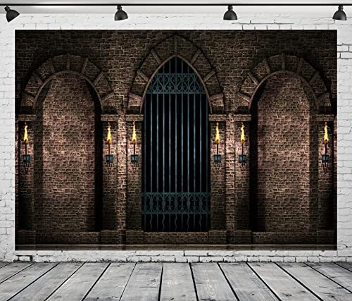 BELECO 7x5ft Fabric Gothic Castle Photography Backdrop Ancient Stone Wall Arc…