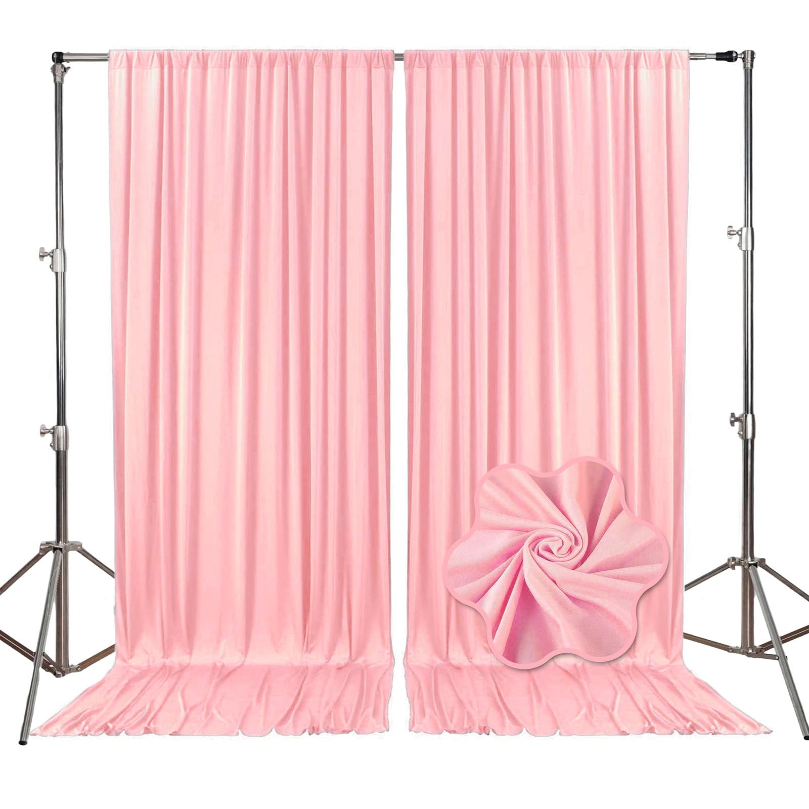 10ft x 7ft Rose Pink Backdrop Curtains for Parties Fabric Satin Background Cu…