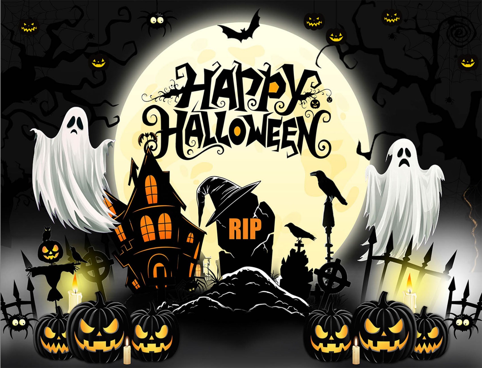 10x8ft Halloween Backdrop Spooky Haunted House Ghost Background for Photography