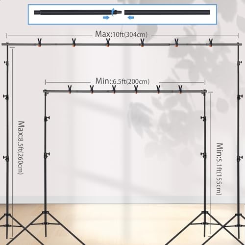 Backdrop Stand, 8.5x10ft(2.6x3m) Photo Studio 8.5x10ft Backdrop Stand