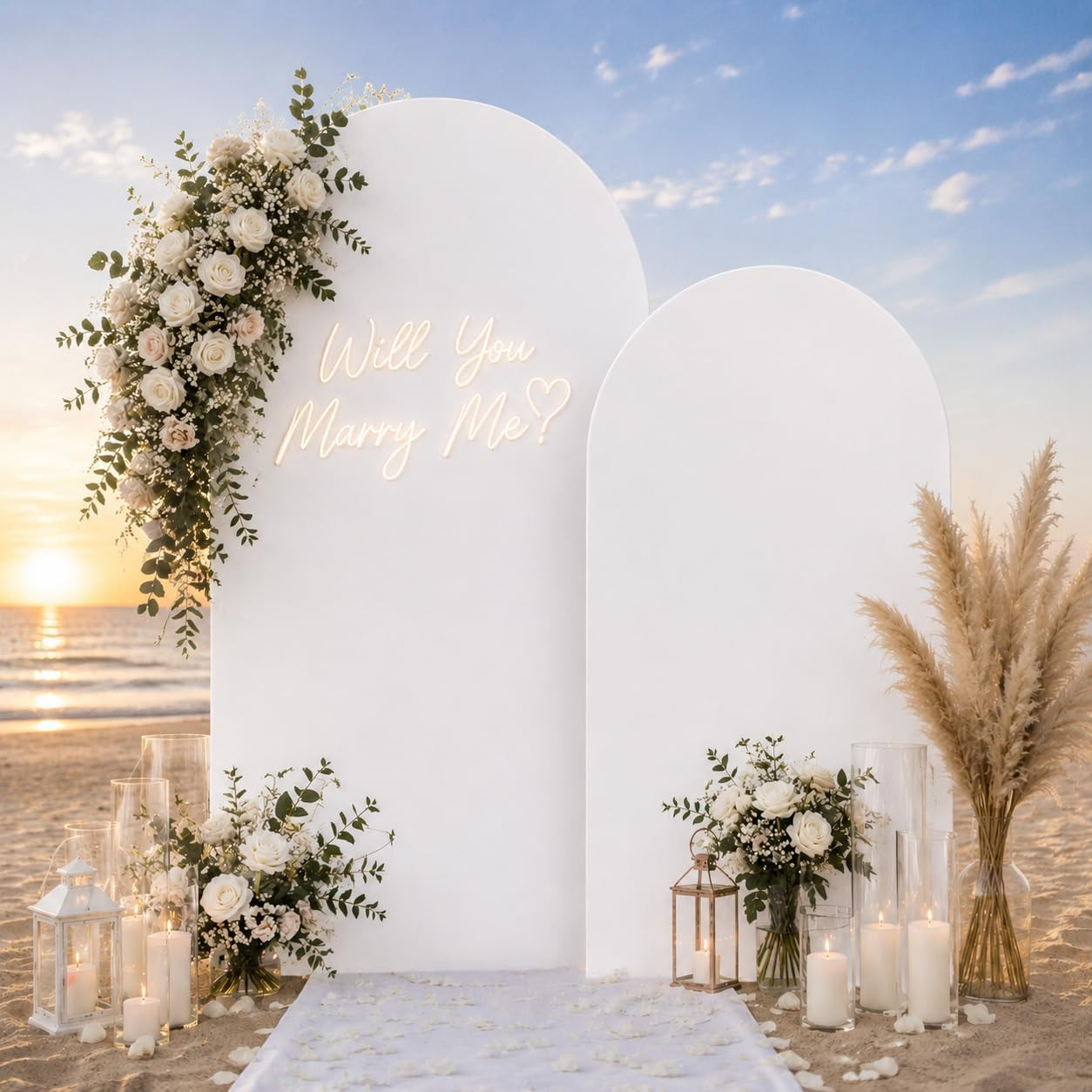 White Arch Cover Set of 2 Wedding Arch Backdrop Cover 7.2 and 6Ft Baby Shower Ba