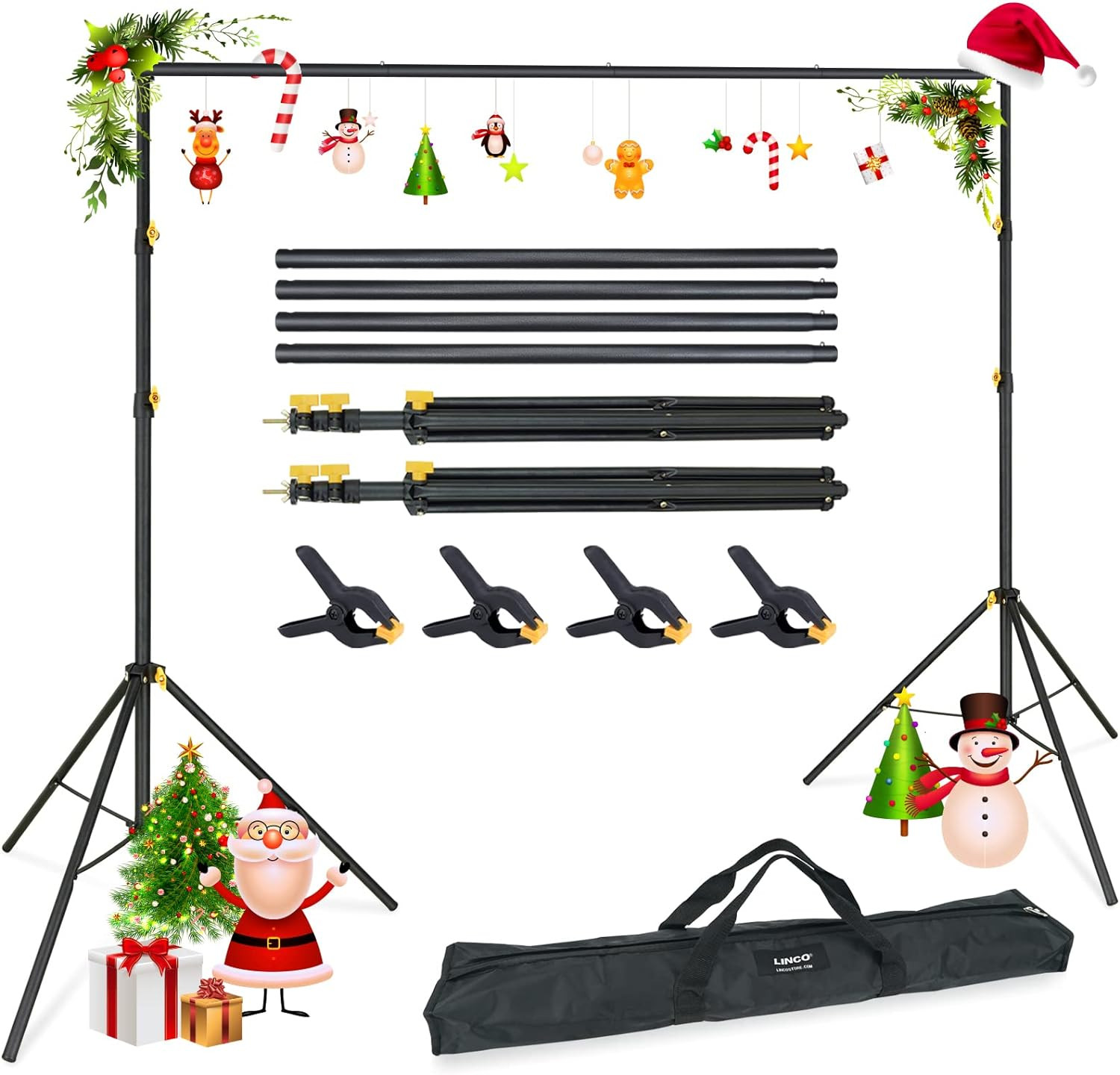 LINCO Lincostore Backdrop Support Stand Kit 10X6.5Ft Adjustable Photography Stud
