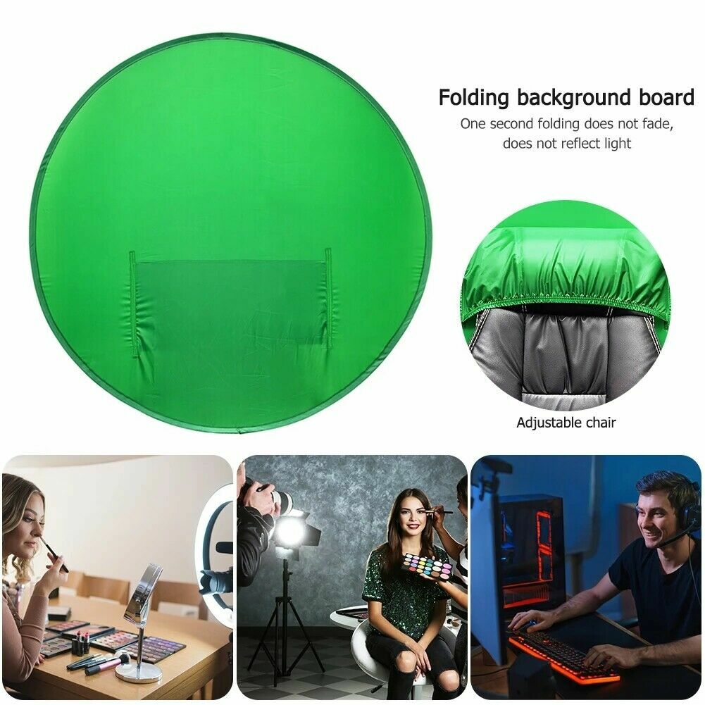 2 in 1 Round Green Blue Backdrop Photography Background Screen for Video Studio