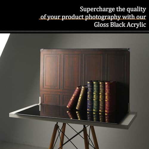 Product Photography Backdrops with Gloss Black Acrylic, 23x35in Photo Backdrop