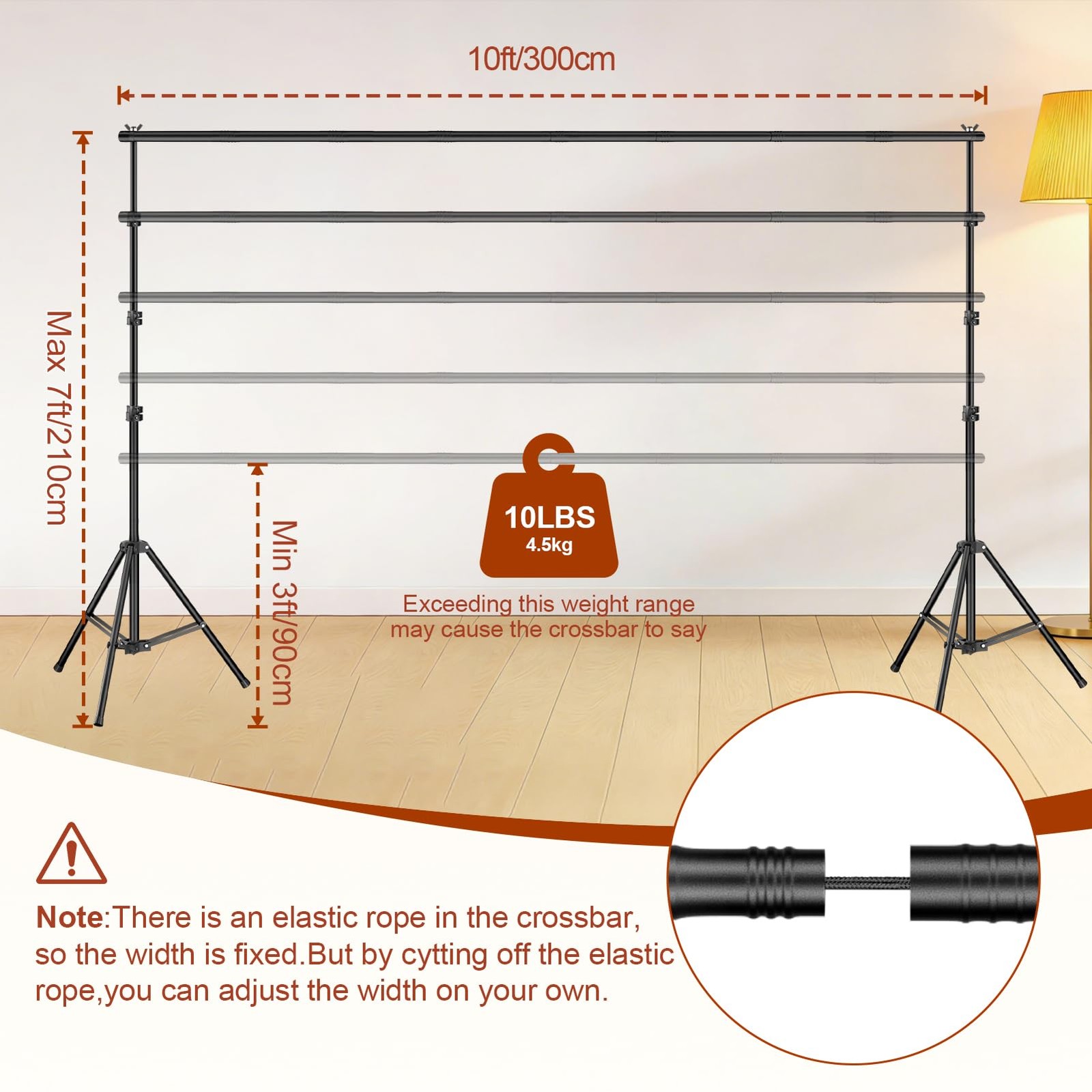Qoolfoto Backdrop Stand 10x7ft(WxH), Photo Studio Adjustable Background Stand…