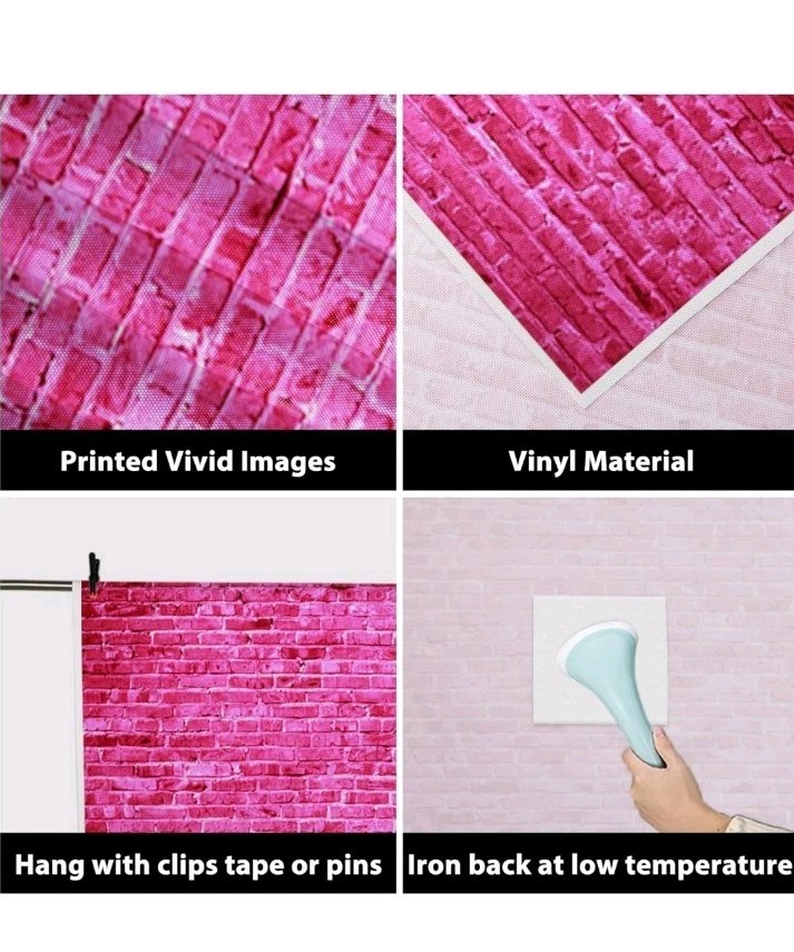 AOFOTO 8ftx8ft Pink Brick Wall Vinyl Backdrop