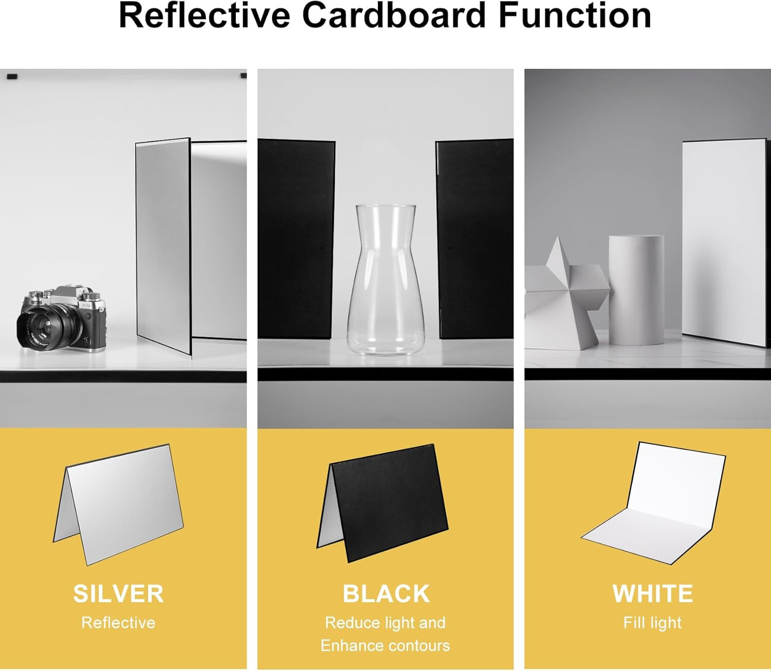 Meking Photography Backdrop & Reflector Board Set, 2 * 24” x 24” & 2 * 16” x 23”