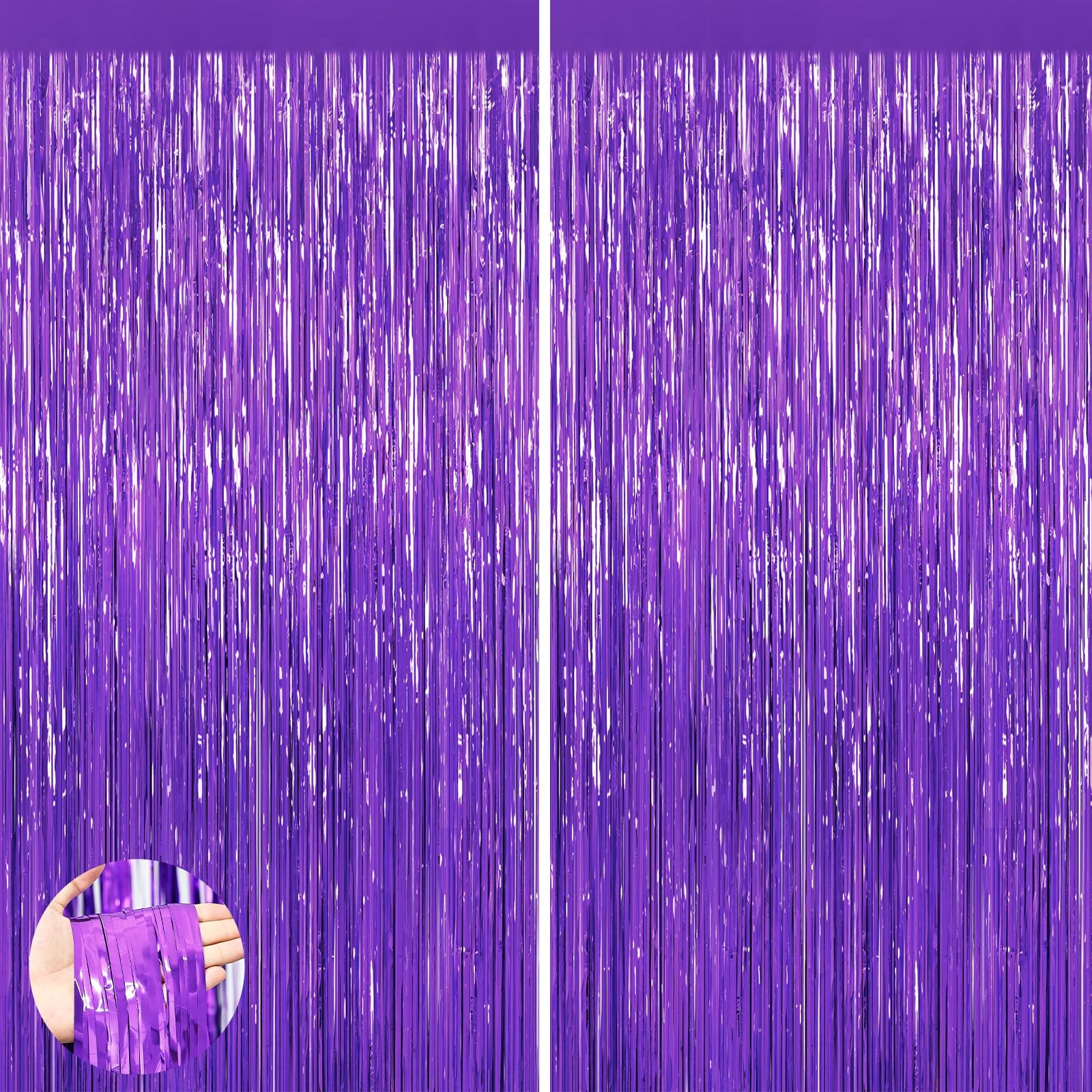 2Pack Purple Backdrop Metallic Tinsel Streamers Foil Fringe 2Pack,