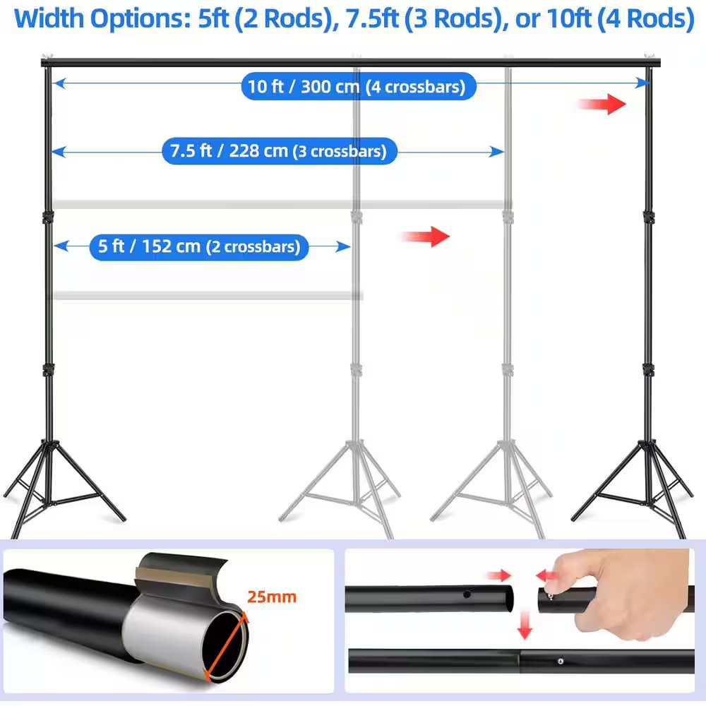 84 In. X 120 In. Aluminum Adjustable Backdrop Frame Wedding Party Display Arbor