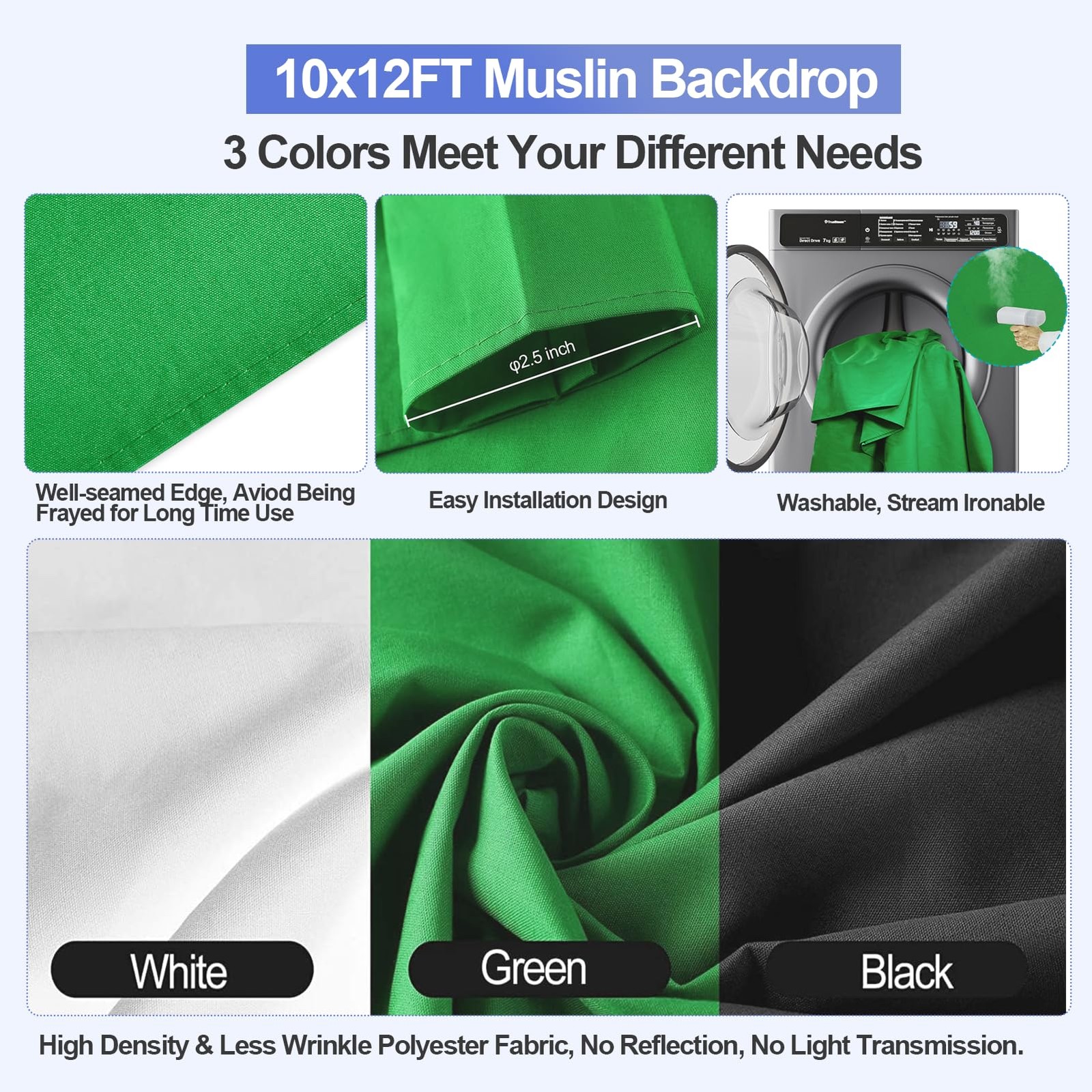 EMART 8.5x10ft Green Screen 8.5x10ft(backdrop stand)/10x12ft(backdrop),