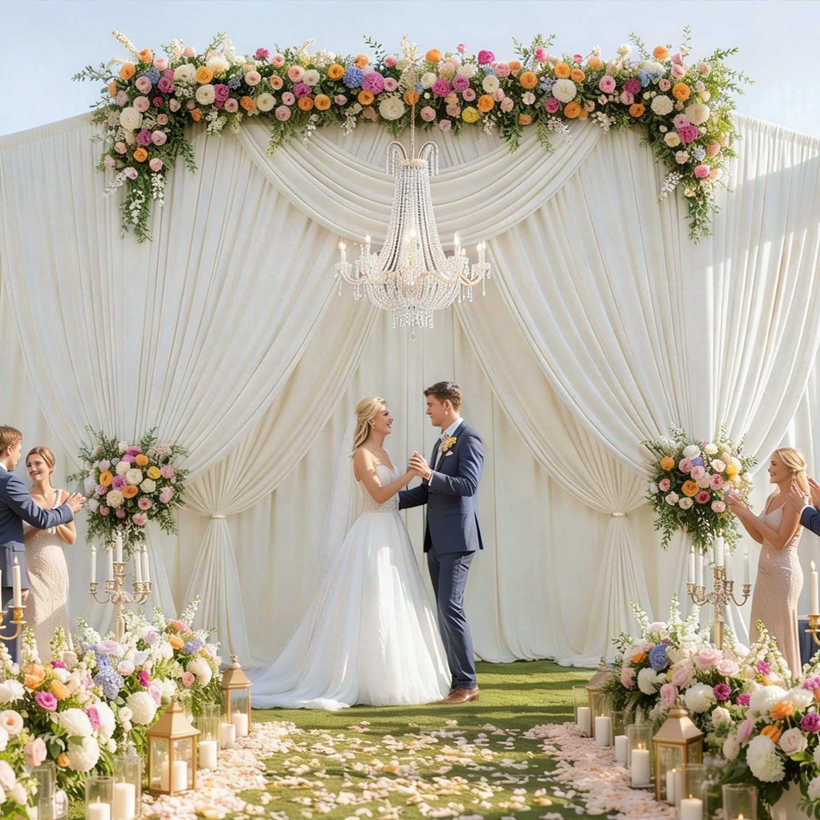 12 Panels 5x15ft Ivory Backdrop Curtains for 5ft(W)x15ft(H)_12 Panels,
