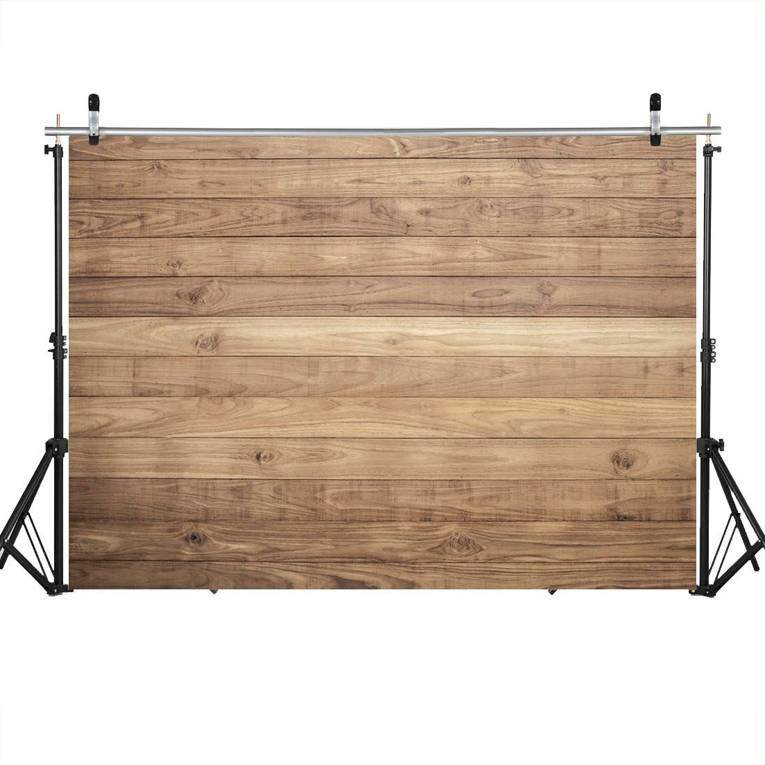 8×6 FT Natural Light Brown Wood Plank Photography Backdrop Realistic