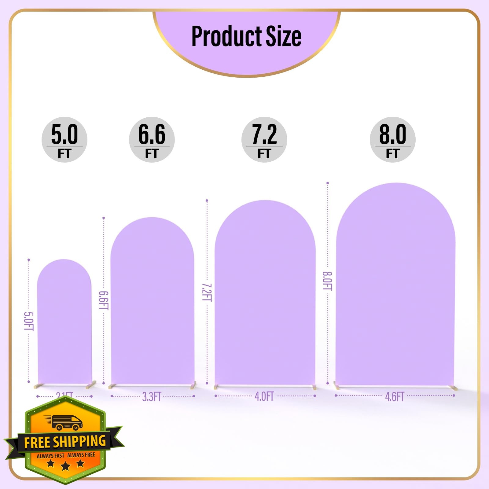 LEBENGURU Spandex Arch Backdrop Covers Purple 6.6FT 7.2FT