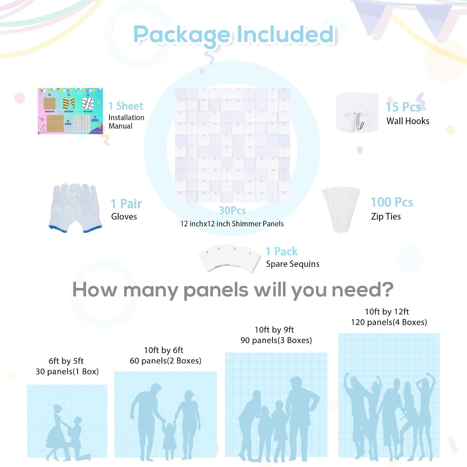 Matte White Shimmer Wall Backdrop Panels 30 6FTx5FT,