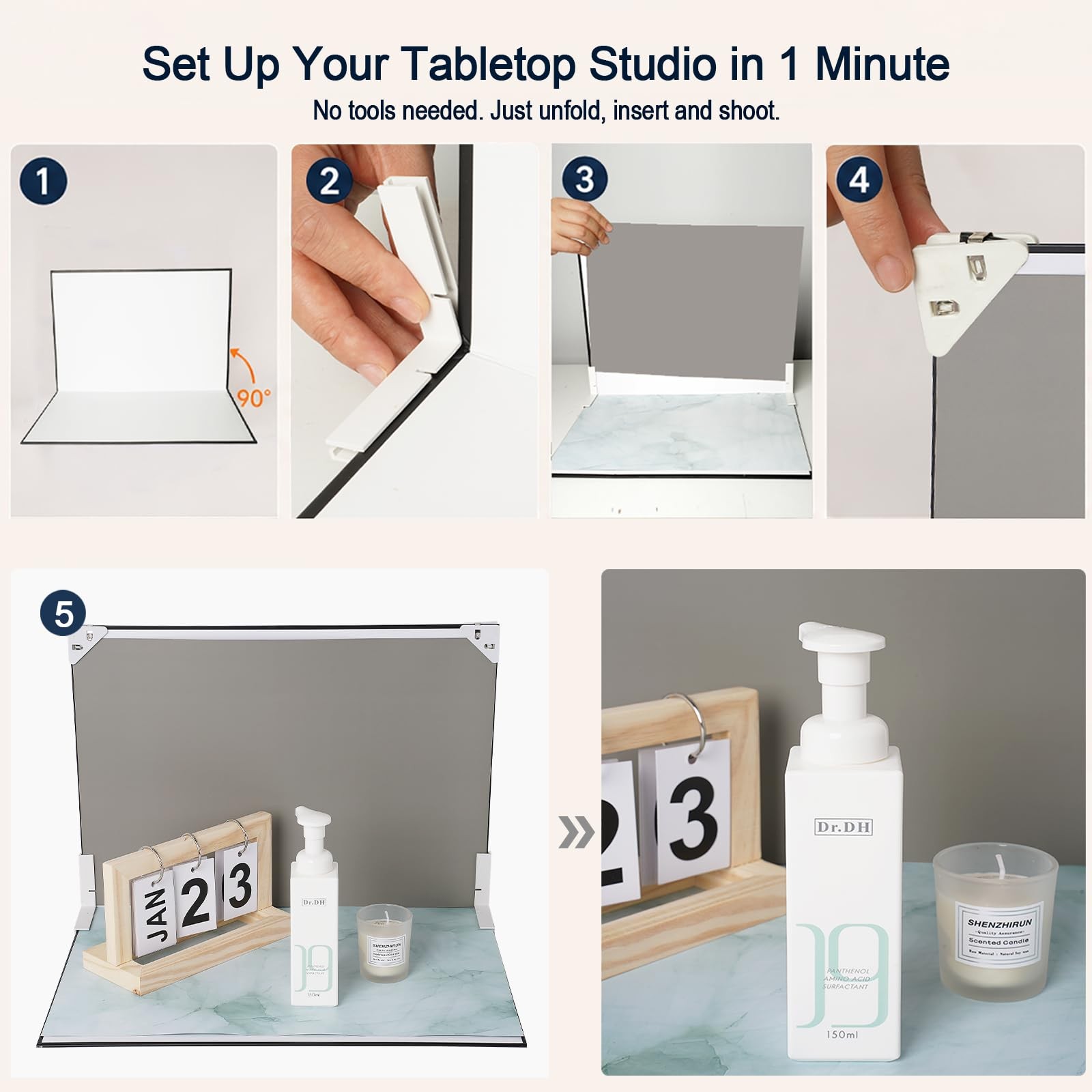 16.5×11.7 Inch Tabletop Photo Backdrop Kit 10 DoubleSided Backgrounds Food