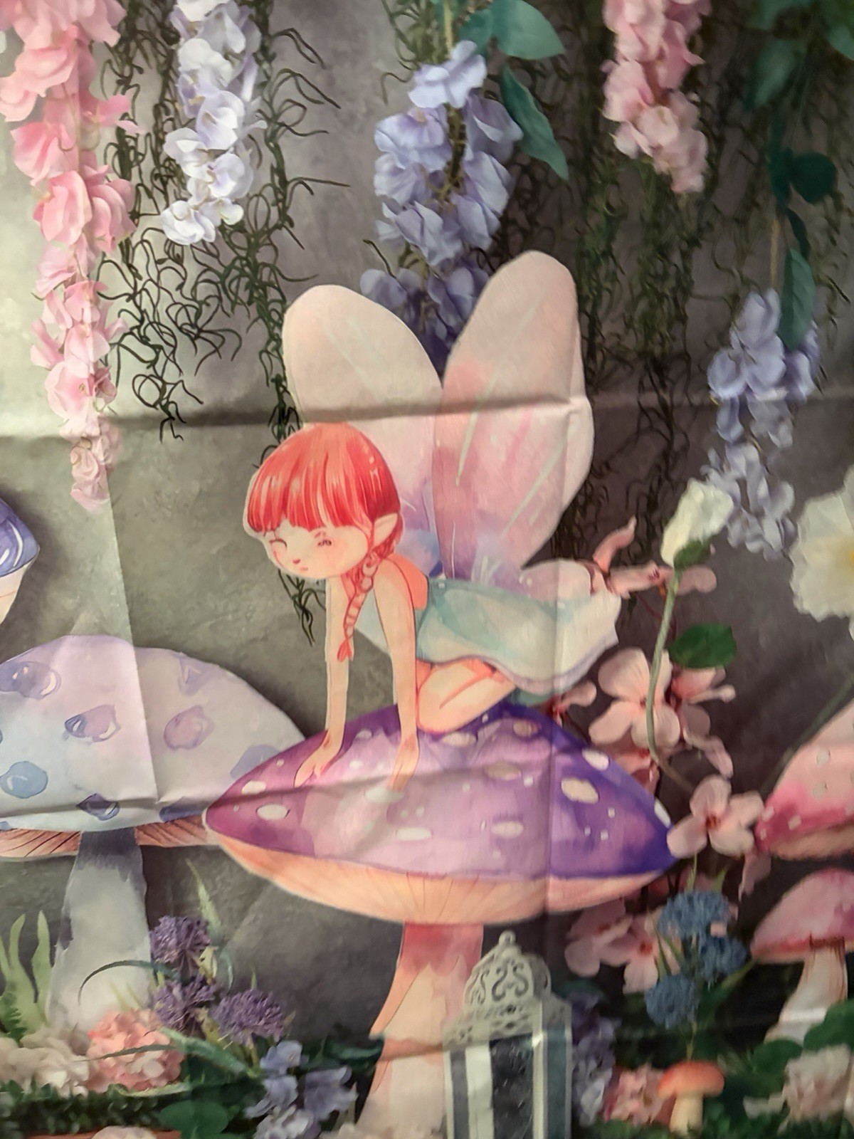 Fairy Mushroom Backdrop Enchanted Garden Photo Background Pink Purple 7 Ft X 5