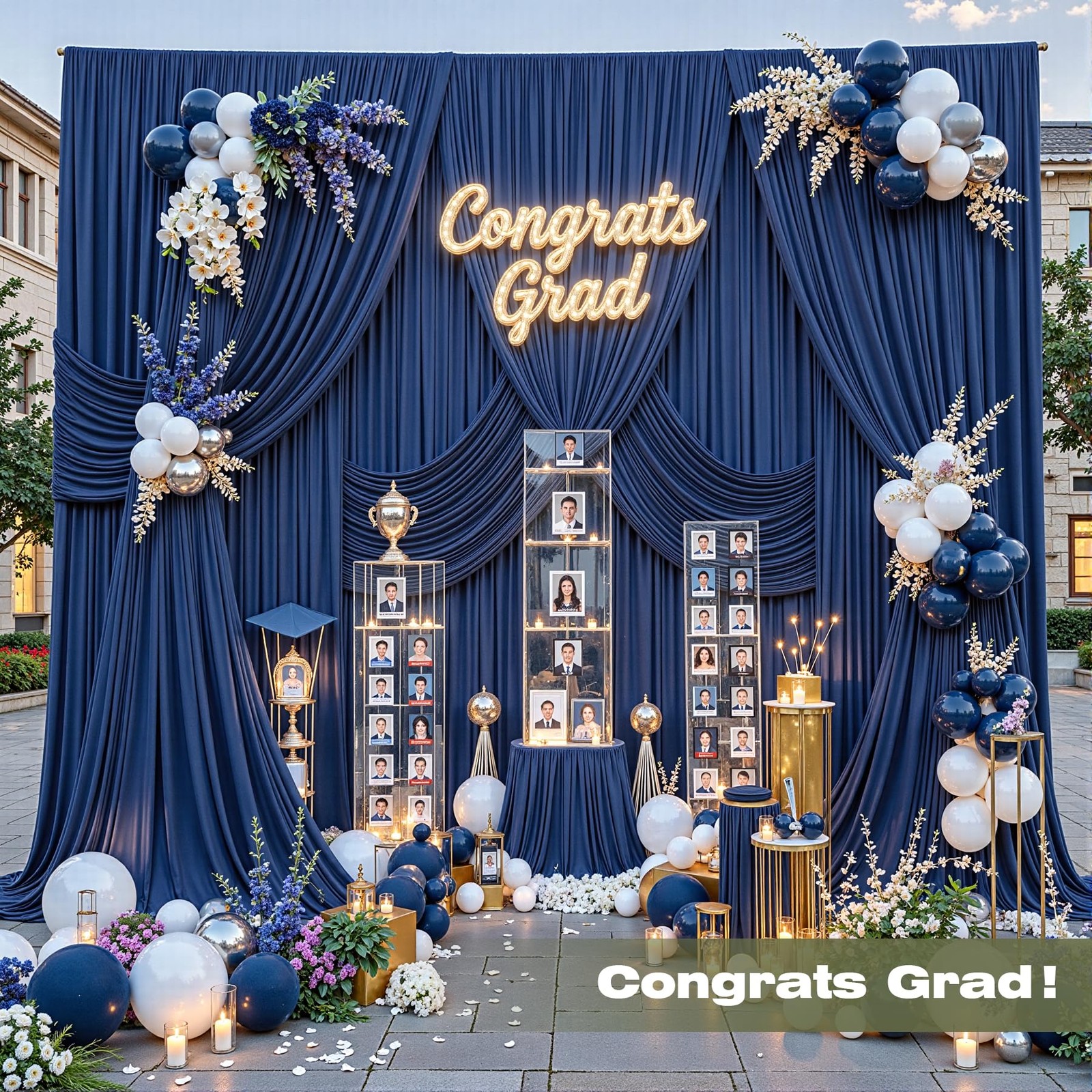 40x10ft Wrinkle Free Navy Blue Backdrop W4 x H10′(10 Panels),