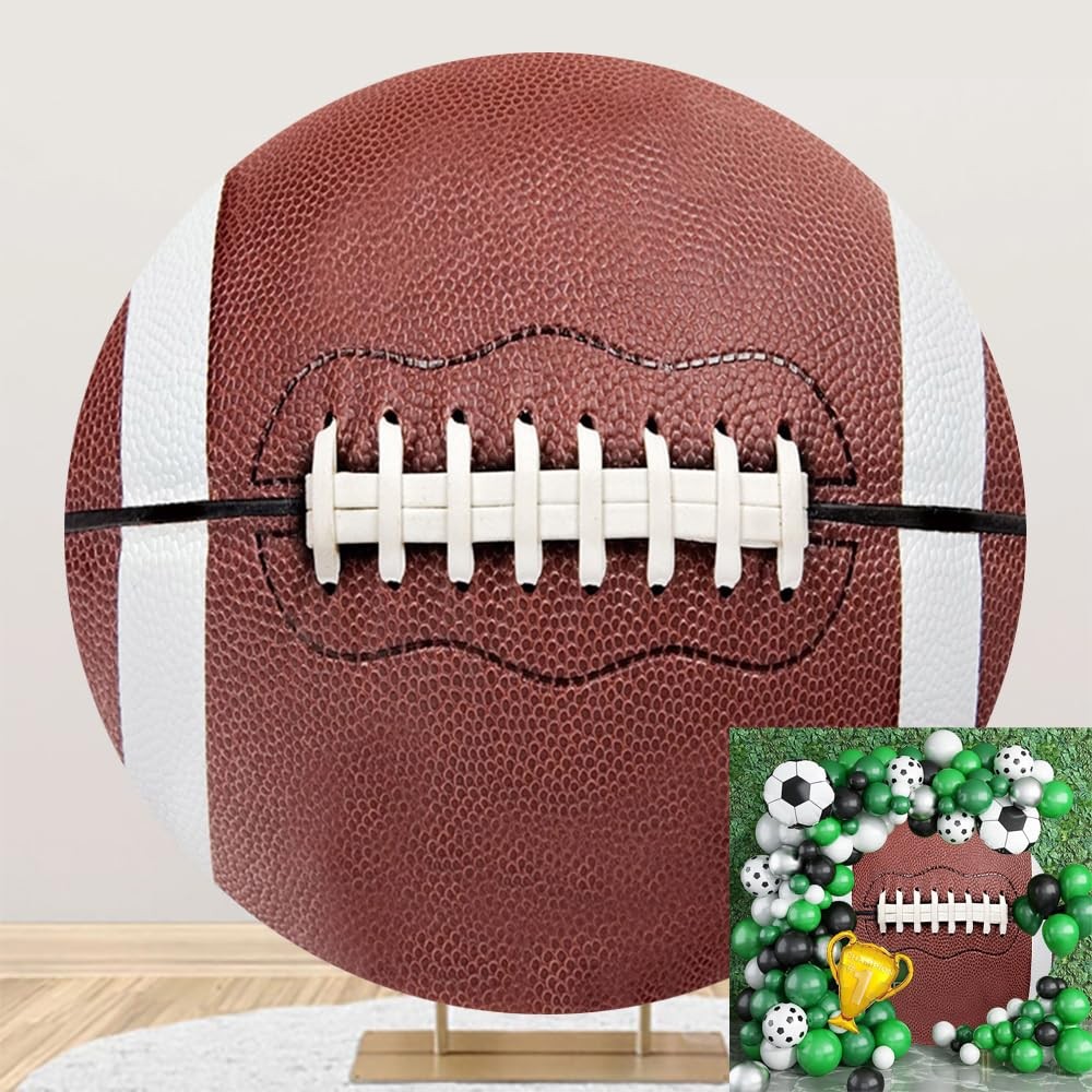 Diameter 5ft Rugby Round Backdrop Cover Football Touchdown Sports Theme Circl…