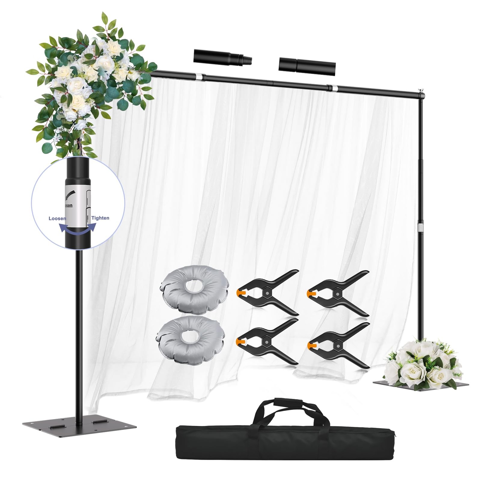 Heavy Duty Backdrop Stand, 10x10ft Adjustable Photo Background Support System…