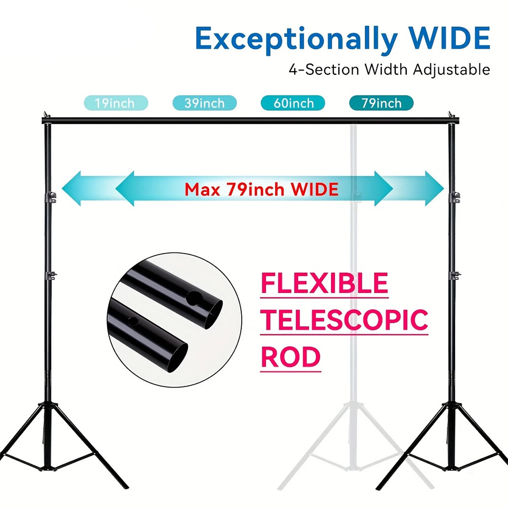 Photo Studio Backdrop Support System Adjustable Background Stand 6.56ft × 6.56ft