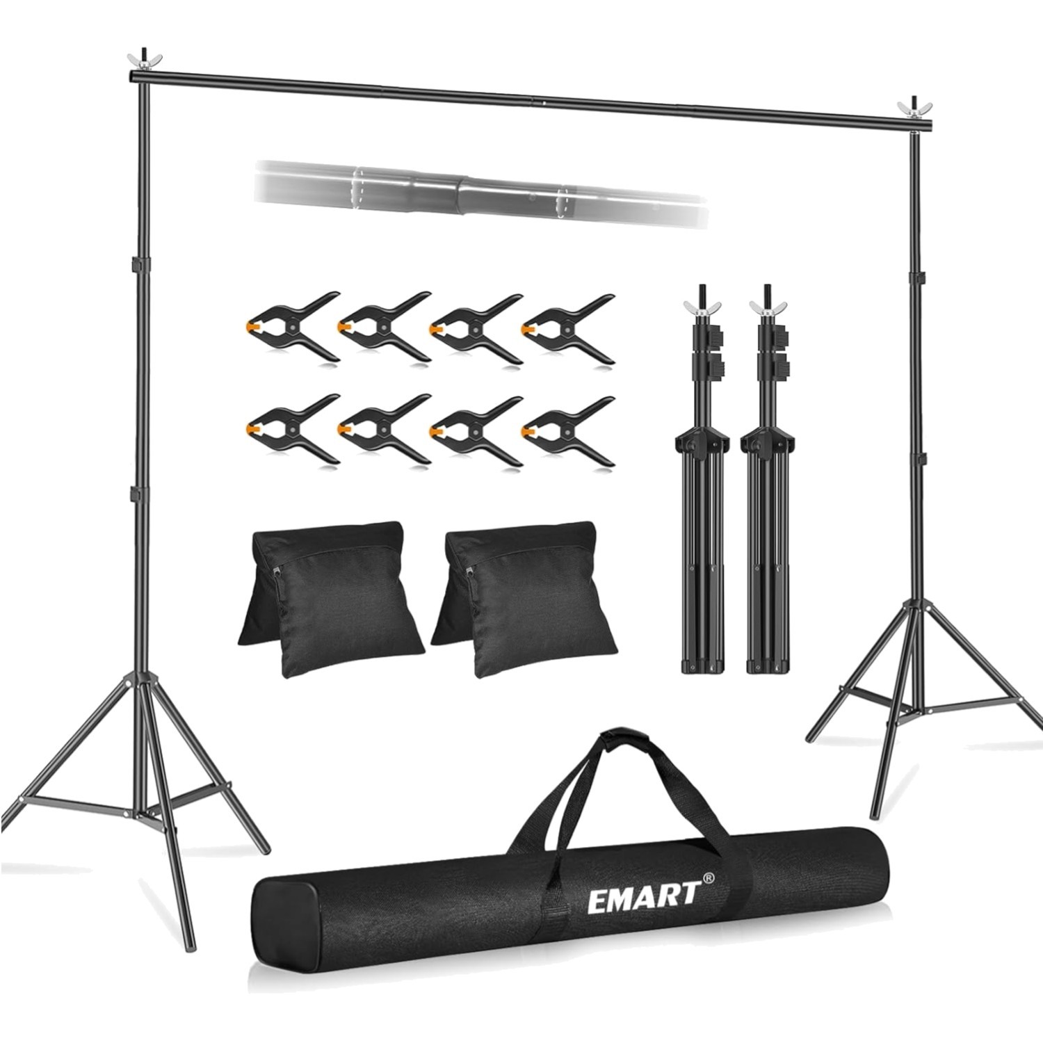 Portable Black Backdrop Stand with Accessories