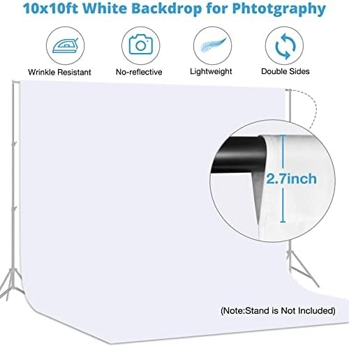 Aimosen 10×10 FT White Backdrop Background for Photography, Large Pure Photo Bac