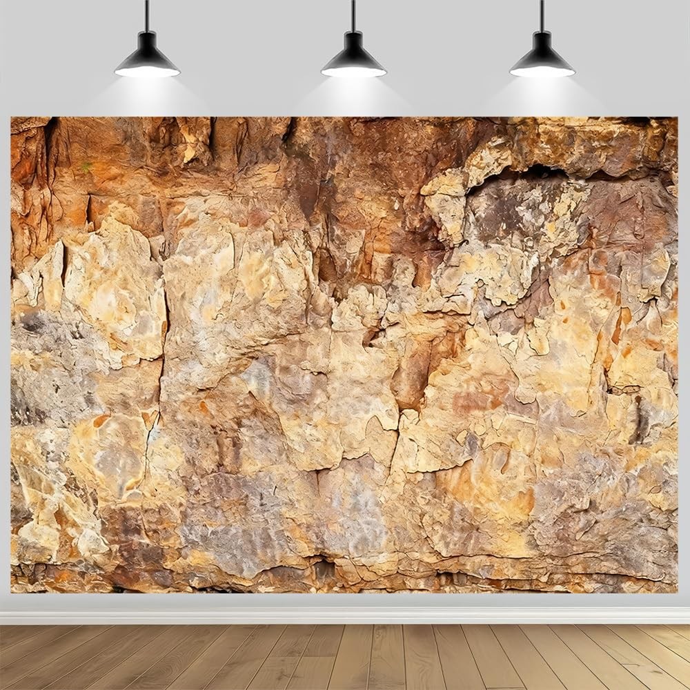 MQCGLJ 7x5ft Natural Rock Cave Portrait Photo Backdrop Rustic 7x5FT, brown