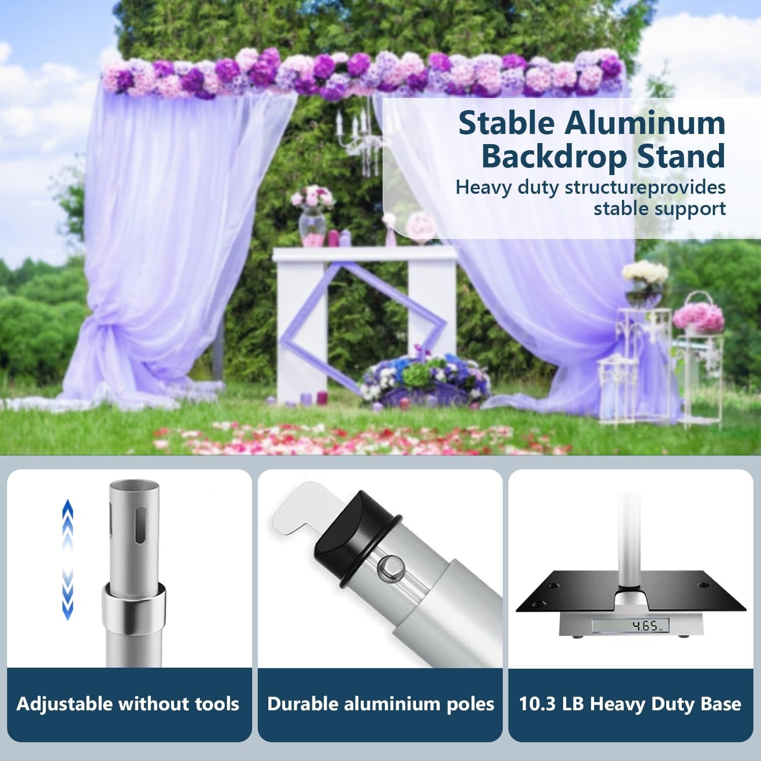 Adjustable Pipe Backdrop Stand 10x10ft Heavy Duty Event Display Black