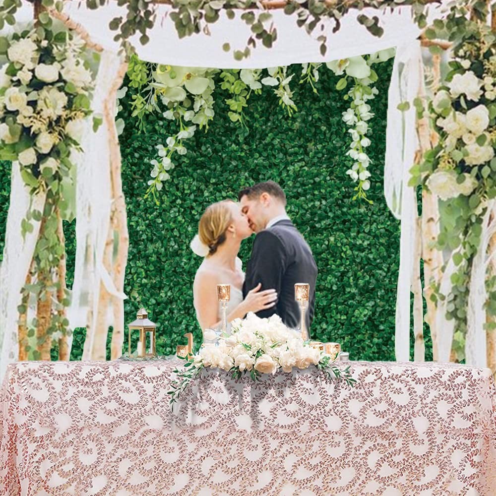10x8ft Greenery Backdrop, Flower, Spring Green Leaf, White Floral, Photo Wall