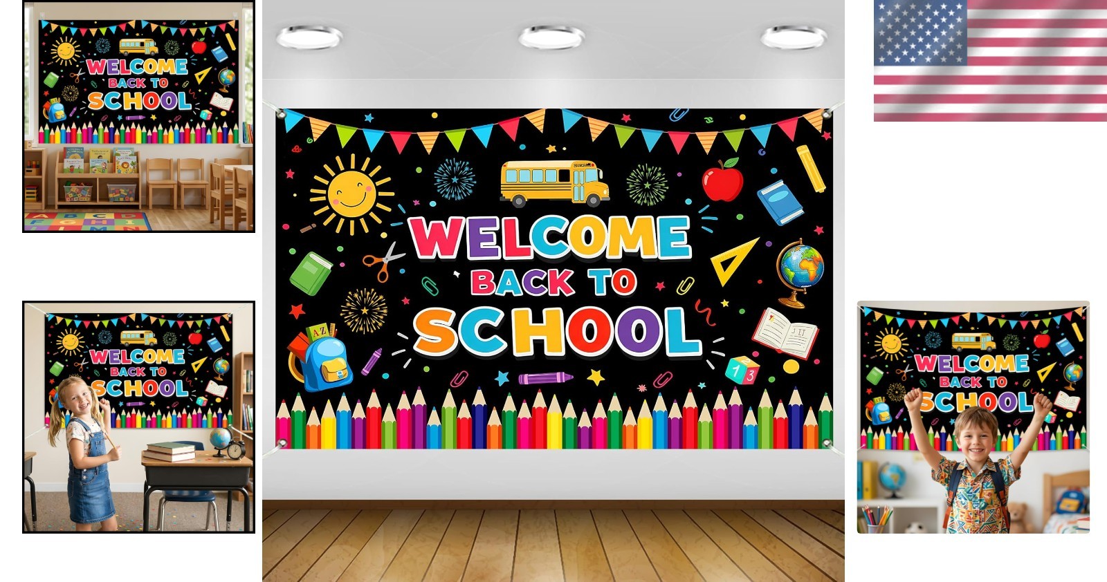Colorful 5.9×3.6ft Back to School Banner Backdrop – Perfect for Celebrations