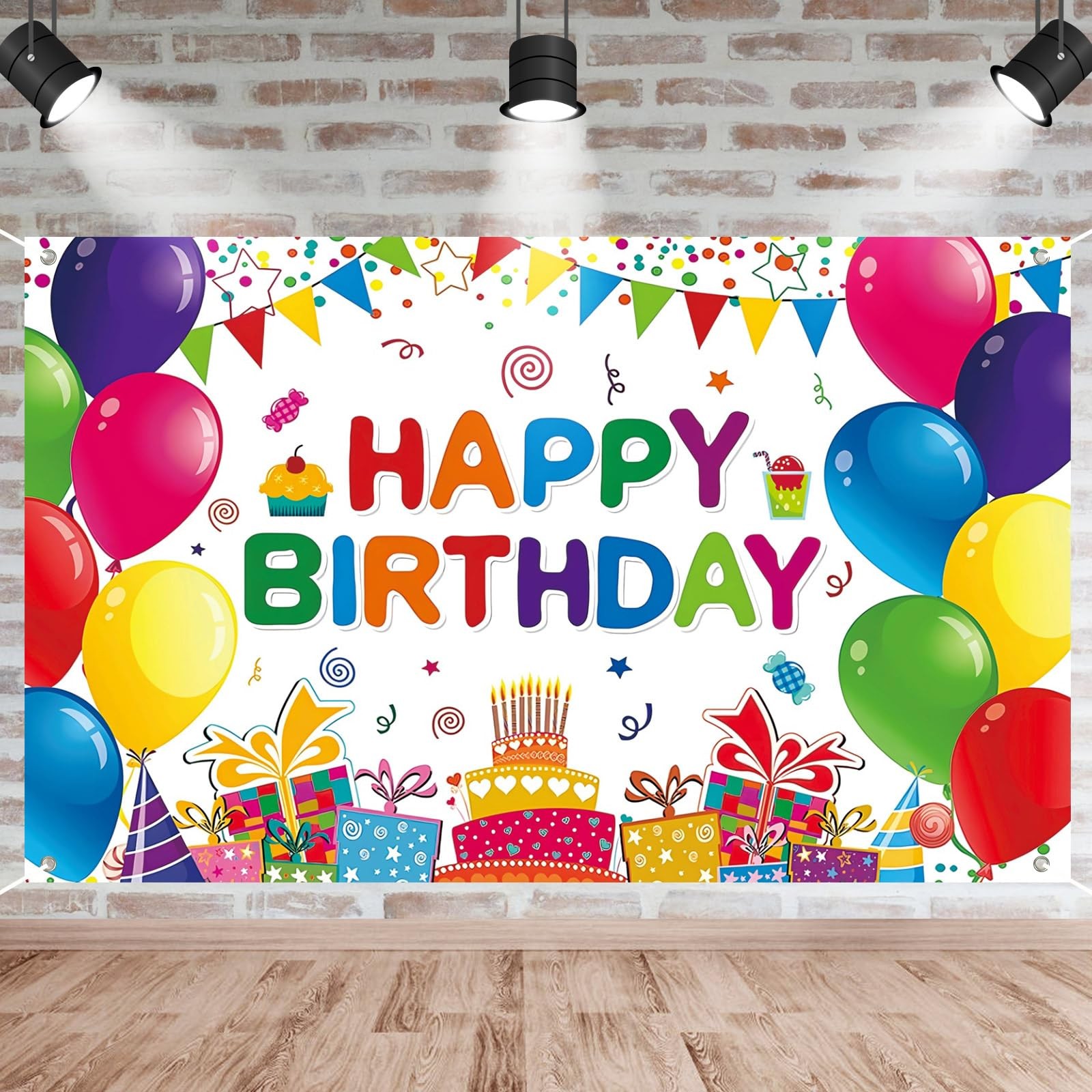 Happy Birthday Backdrop Banner, Colorful Birthdays 6 X 3.6 Feet, Multicolor