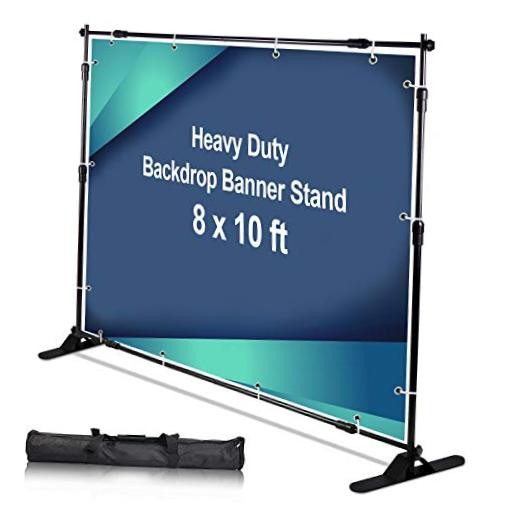 10 x 8 ft Heavy Duty Backdrop Banner Stand Kit, Adjustable Photography Step