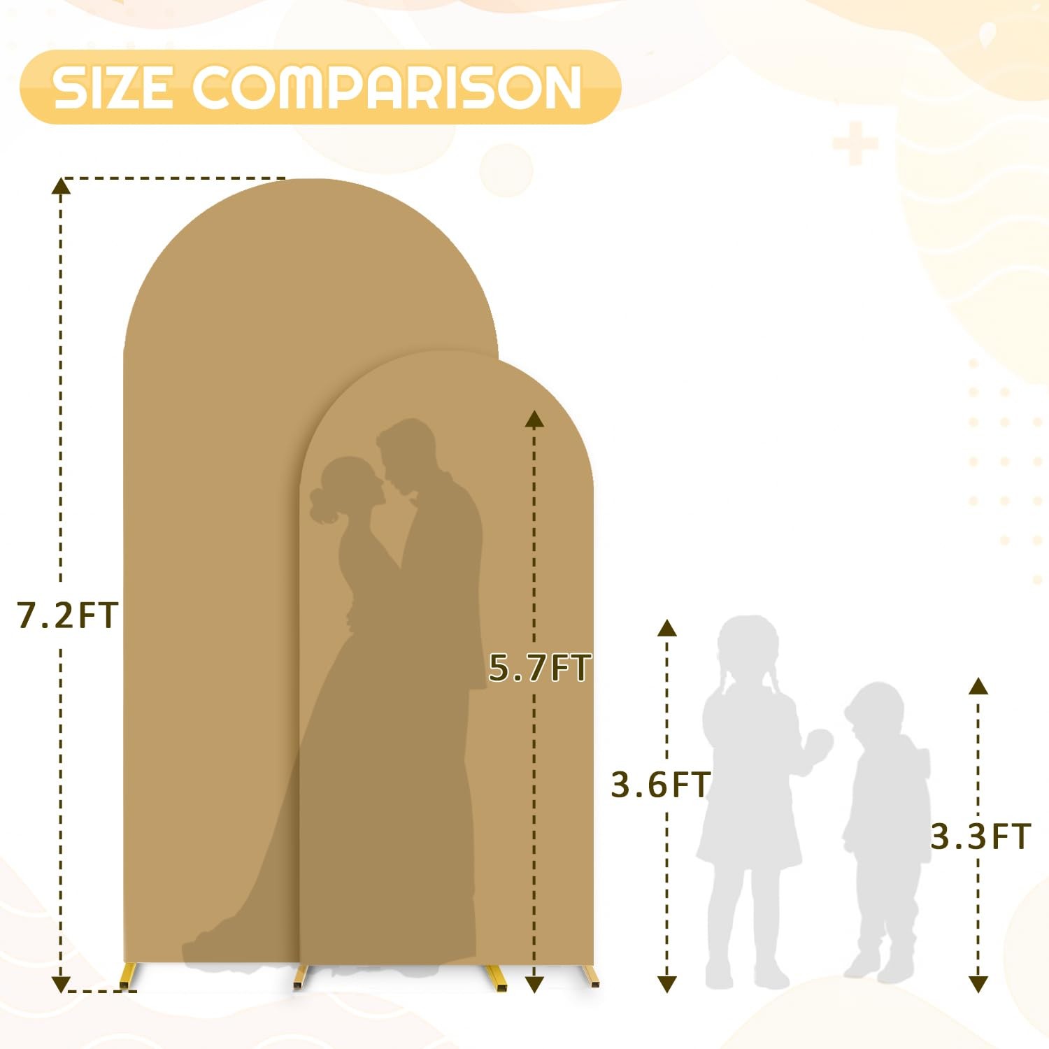 Brown Backdrop Covers Arch Spandex Fitted Arch Cover 7.2FT & 6FT Round Top Ar…