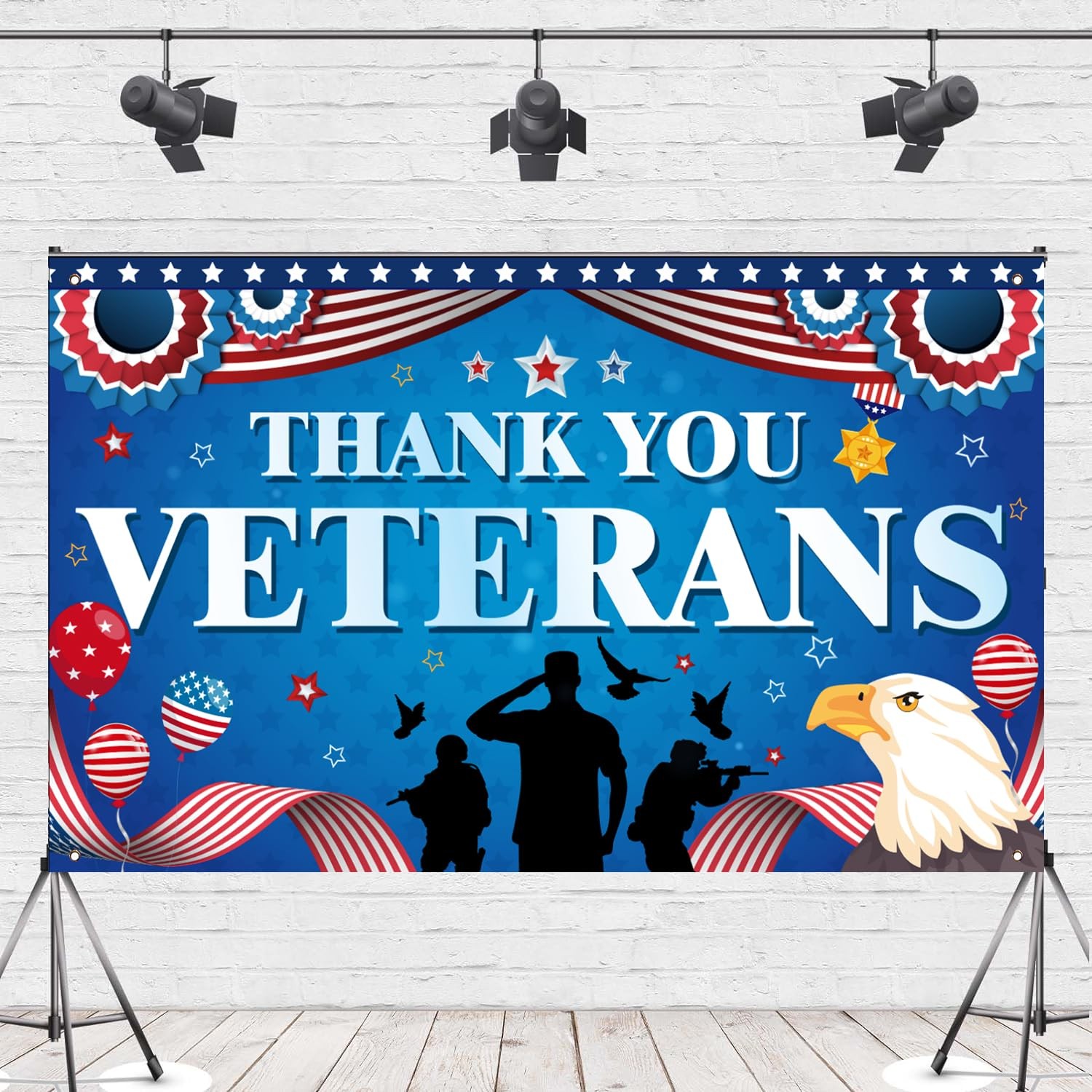 Thank You Veterans Backdrop Veterans Day Party Decorations 71×43 Inch