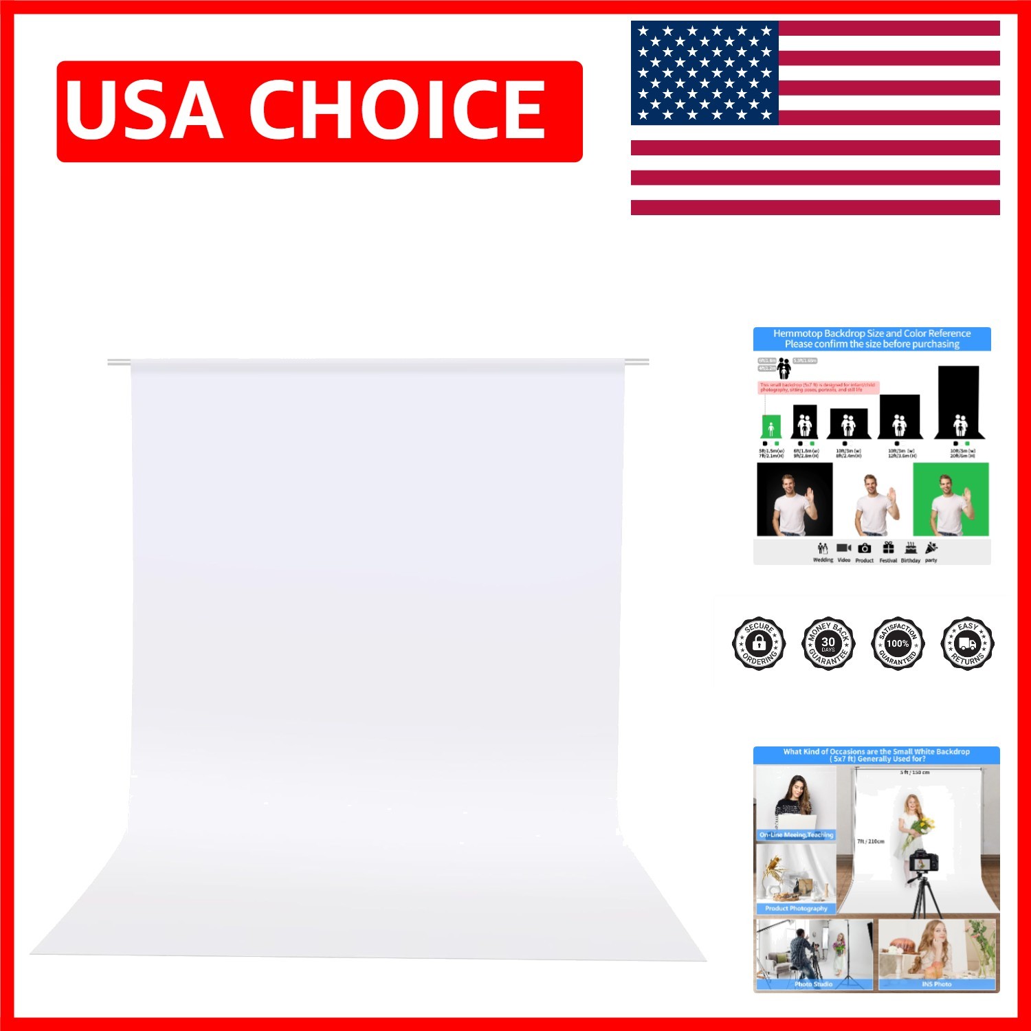 Seamless White Photography Backdrop 5×7 ft – Ideal for Celebrations & Zoom
