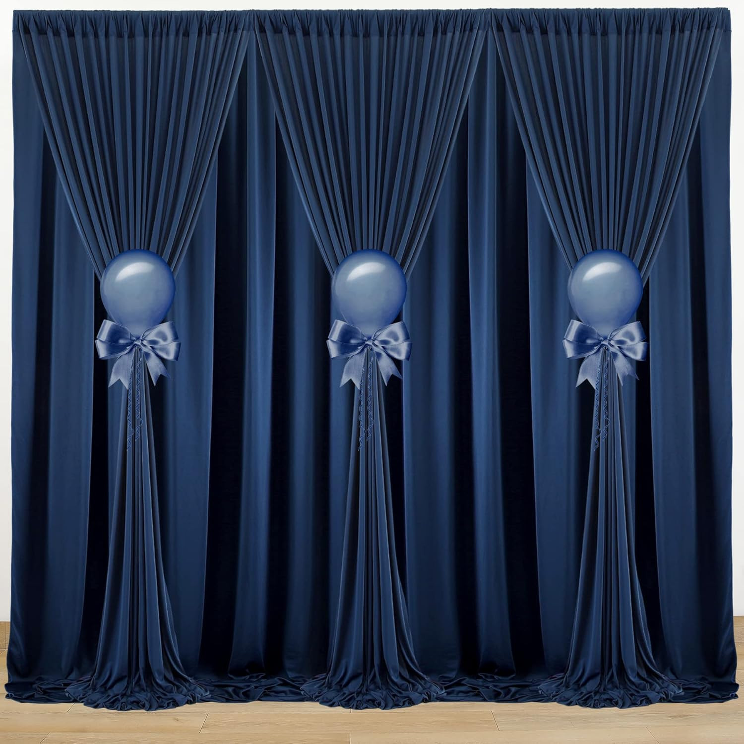 20ft x 10ft Navy Blue Wrinkle-Free Backdrop Curtain for Events & Photos