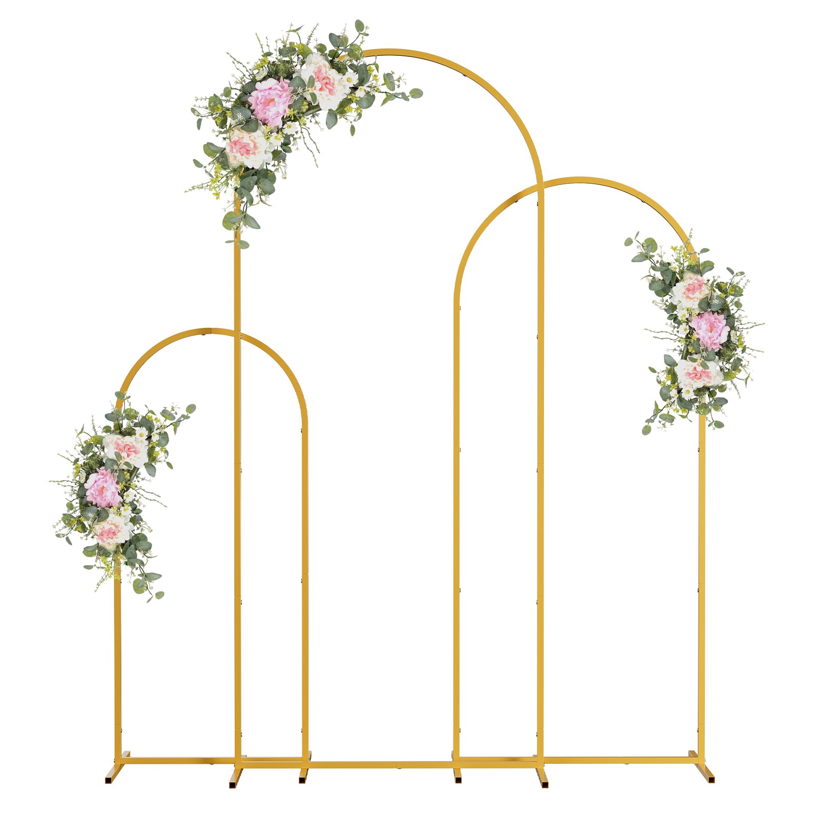 Set of 3 Arch Backdrop Stand Metal Wedding Arch Stand Frame 7.2ft 6.6ft 6ft