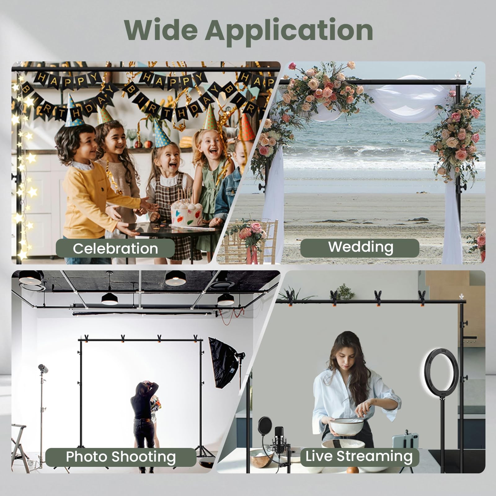 8.5×10 ft Backdrop Stand, Adjustable Back Drop Banner Stand, Photography Phot…