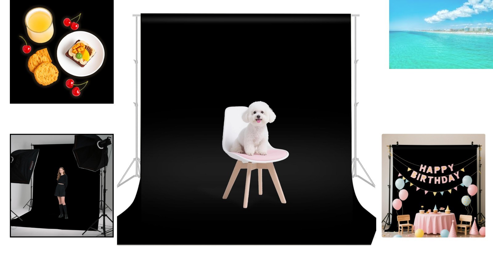 Versatile Black Photography Background 8x10FT – Machine Washable & Easy Setup