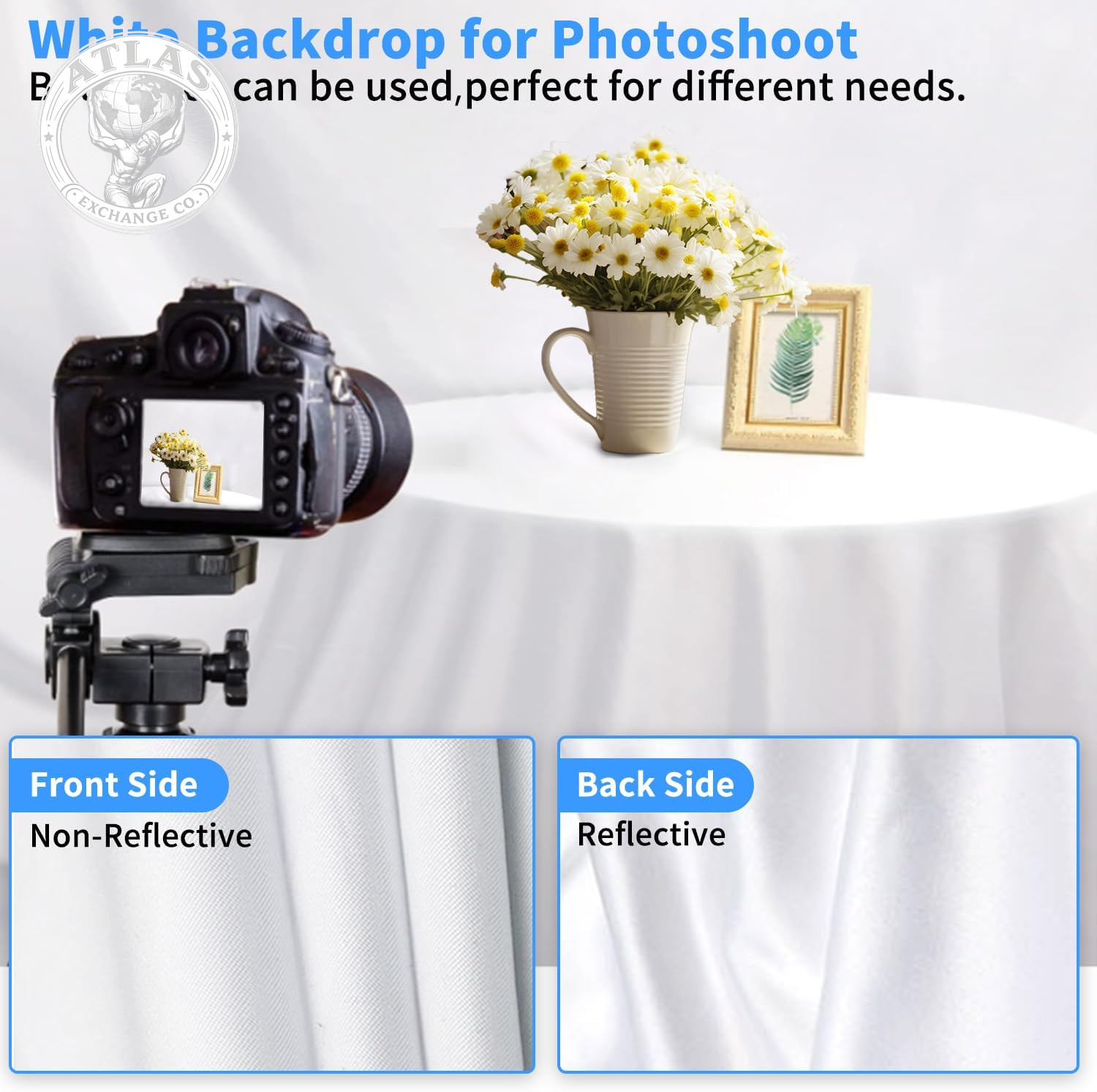 HEMMOTOP Photo Backdrop Curtains, 5X7 Ft White Backdrop for Photoshoot, White Ph