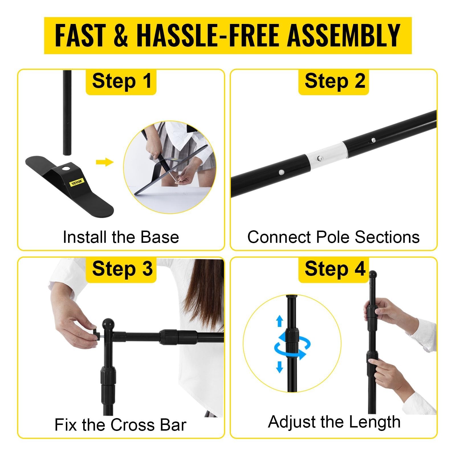 Adjustable 8×8 Ft Backdrop Banner Stand with Carrying Bag for Weddings, Parties